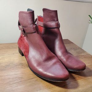 Diane Von Furstenberg Claret (red) Leather & Calfskin Booties 8.5